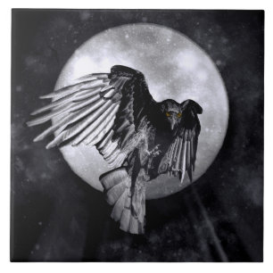 Indianerraven oder Crow und Moon Fliese