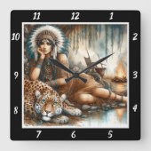 Indianerreise: Der versteckte Pfad des Tigerherzes Quadratische Wanduhr (Vorderseite)