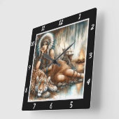 Indianerreise: Der versteckte Pfad des Tigerherzes Quadratische Wanduhr (Winkel)