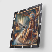 Indianerreservat: Flussmorgendlicher Quadratische Wanduhr (Winkel)