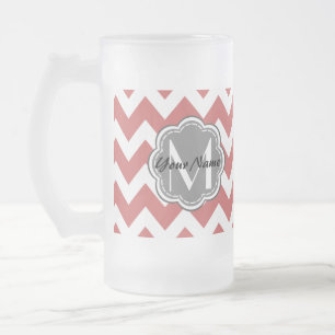 Indianerrot Zickzack floral Grau Monogramm Mattglas Bierglas
