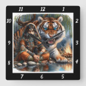 Indianerschaum: Tiger-Schattenbach-Gleam Quadratische Wanduhr (Vorderseite)