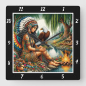 Indianerstädte: Adlerwald-Whisper Quadratische Wanduhr (Vorderseite)