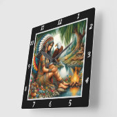 Indianerstädte: Adlerwald-Whisper Quadratische Wanduhr (Winkel)