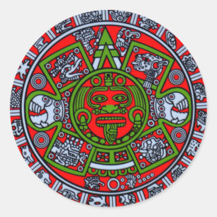 Indianerstamm Mexiko Aztec Sun Dial Hispanic Latin Runder Aufkleber