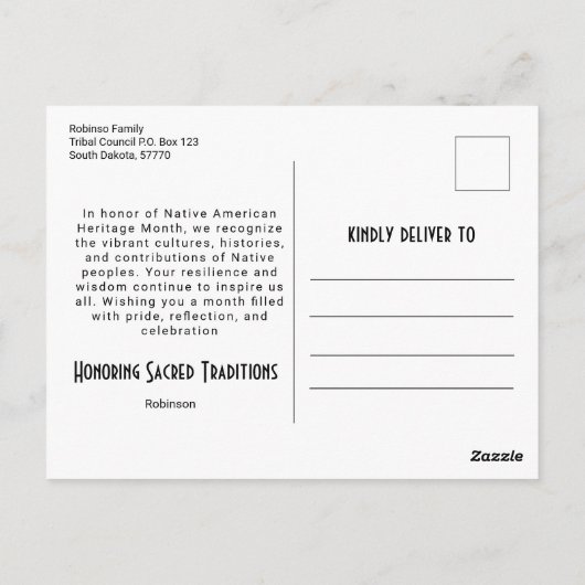 Indianerstamm Postkarte (Rückseite)