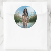 Indianersticker Runder Aufkleber (Tasche)