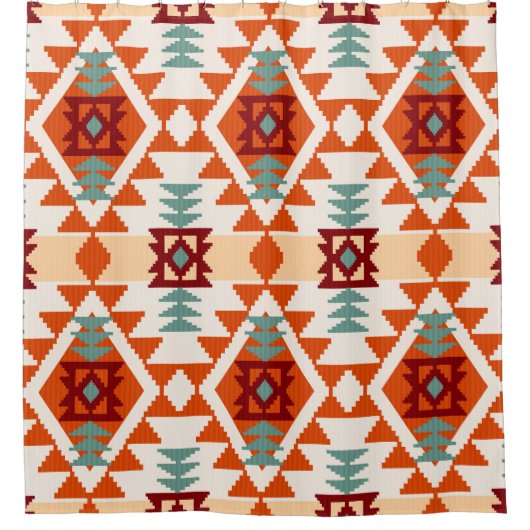Indianerstil Geometrie nahtlos Duschvorhang (Vorderseite)