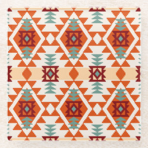 Indianerstil Geometrie nahtlos Glasuntersetzer