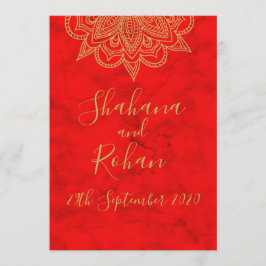 Indianerstil Red Gold farbene Moderne Chic Hochzei Einladung