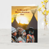 Indianertagtipis bei Sunset Karte (Gelbe Blume)