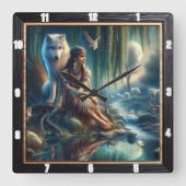 Indianertraum: Flüstern antikes Wasser Quadratische Wanduhr (Vorderseite)