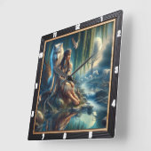 Indianertraum: Flüstern antikes Wasser Quadratische Wanduhr (Winkel)