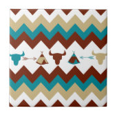 Indianertribal Zickzack Skulls Tipi Arrows Fliese (Vorderseite)