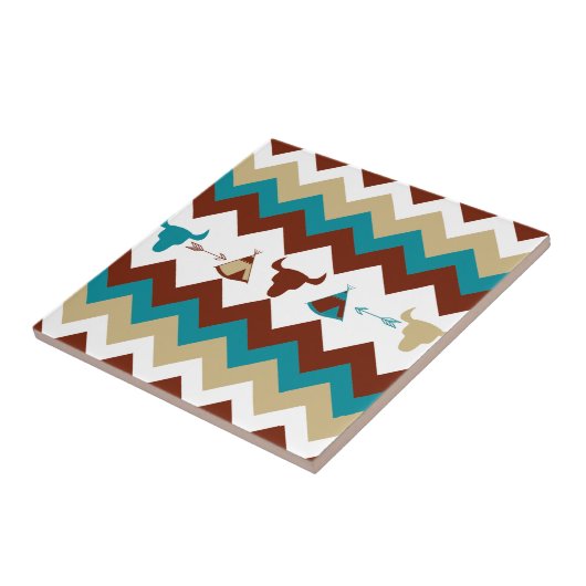 Indianertribal Zickzack Skulls Tipi Arrows Fliese (Seite)