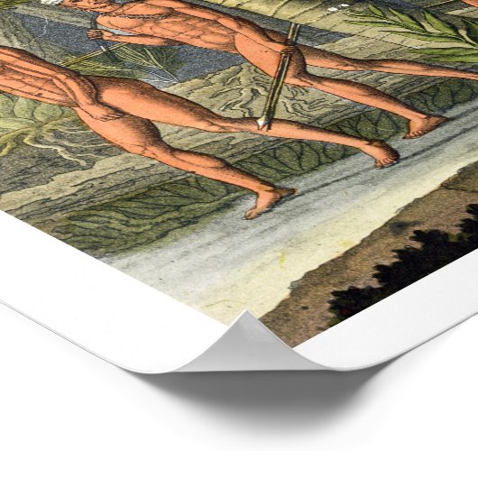 Indianertribesmen in ihrem Wald, fr Poster (Ecke)