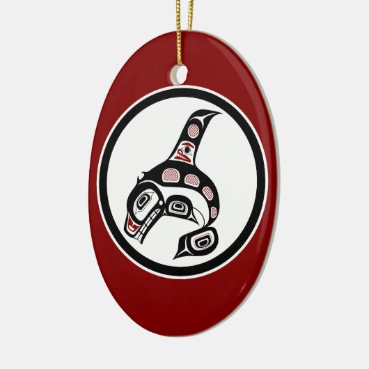 Indianerwal Red Schwarz-weiß Haida Killer Keramik Ornament (Links)