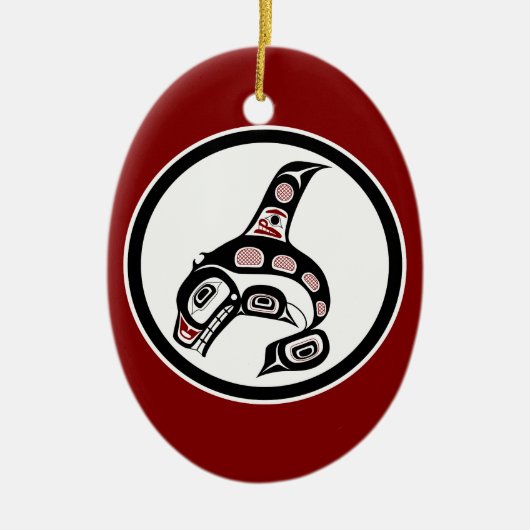 Indianerwal Red Schwarz-weiß Haida Killer Keramik Ornament (Vorne)