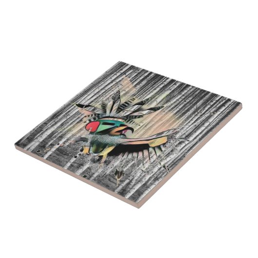 Indianerwald Kachina Dancer Birch Tree Forest Fliese (Seite)