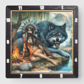 Indianerweg: Versteckte Glade weich Quadratische Wanduhr (Vorderseite)