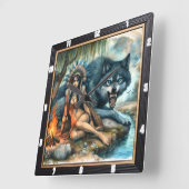 Indianerweg: Versteckte Glade weich Quadratische Wanduhr (Winkel)