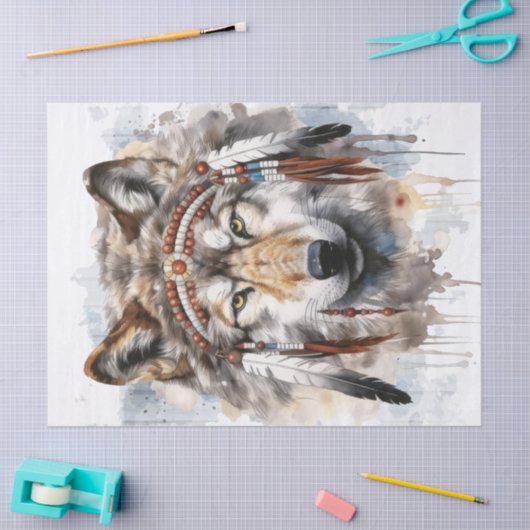 IndianerWolf Seidenpapier (Basteln)