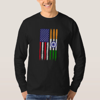 Indianerwurzeln Halbamerikanische Flagge Patriotis T-Shirt