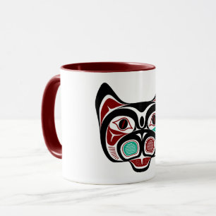 Indianisch-amerikanische rote schwarze grüne Haida Tasse