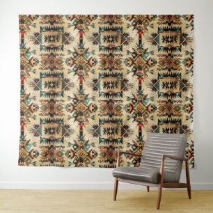 Indianische ethnische Kunst Stamm Muster Vintage Wandteppich