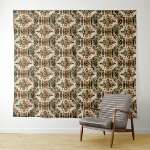 Indianische ethnische Kunst Stammesmuster Vintage Wandteppich