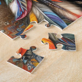 Indianische Frau mit Wolf Puzzle (Seite)