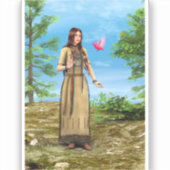 Indianische Frau Waldvogel-Kunst Aufkleber (Vorderseite)