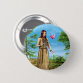 Indianische Frau Waldvogel-Kunst Button (Vorne & Hinten)
