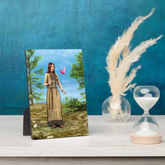 Indianische Frau Waldvogel Kunst Fotoplatte (Seite)