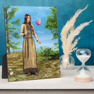 Indianische Frau Waldvogel-Kunst Fotoplatte