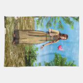 Indianische Frau Waldvogel Kunst Geschirrtuch (Horizontal)