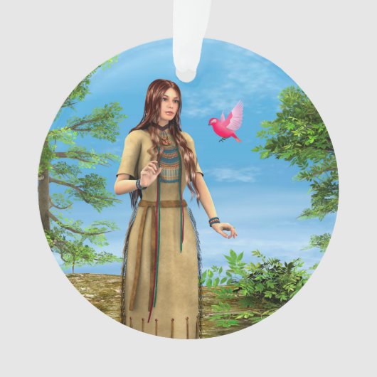 Indianische Frau Waldvogel Kunst Ornament (Vorderseite)