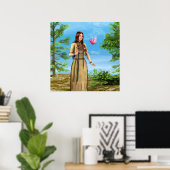 Indianische Frau Waldvogel Kunst Poster (Heimbüro)