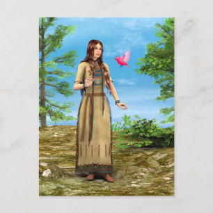 Indianische Frau Waldvogel-Kunst Postkarte