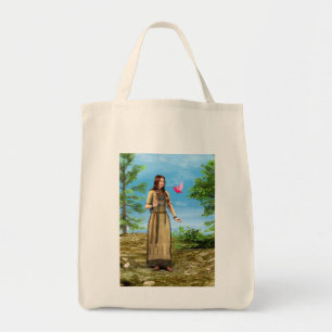 Indianische Frau Waldvogel Kunst Tragetasche