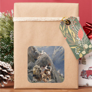 Indianische Ikonen: Apache Krieger, US-Kavallerie Quadratischer Aufkleber