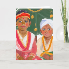 Indianische Jungen während der Ferien Dankeskarte