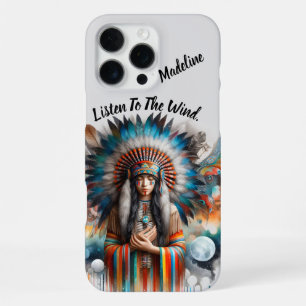 Indianische Ureinwohnerin lebendige Federnhaube iPhone 16 Pro Max Hülle