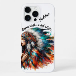 Indianische Ureinwohnerin steht stolz iPhone 16 Pro Max Hülle