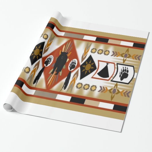 Indianischer Bären-Clan-Wrapping Paper Geschenkpapier (Ungerollt)