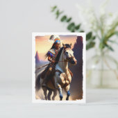 Indianischer Chef der Horseback Postcard Postkarte (Stehend Vorderseite)