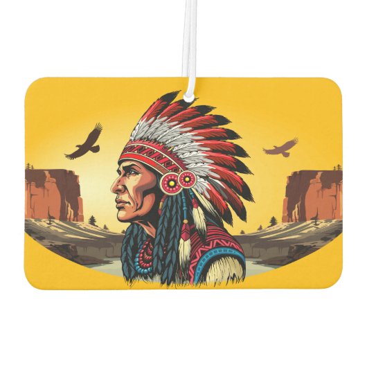 Indianischer Chef der wilden Landschaft Sunset Autolufterfrischer (Rückseite)