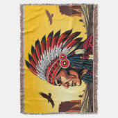 Indianischer Chef der wilden Landschaft Sunset Decke (Vorderseite Vertikal)