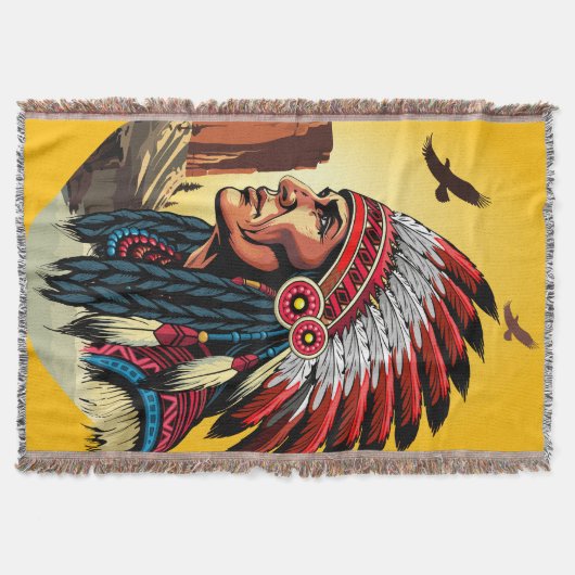 Indianischer Chef der wilden Landschaft Sunset Decke (Vorderseite)