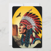 Indianischer Chef der wilden Landschaft Sunset Einladung (Vorderseite)